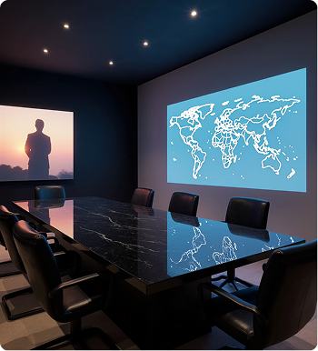 Sophisticated 007-inspired casino setting with sleek monochrome design, clean lines, and dramatic spotlighting